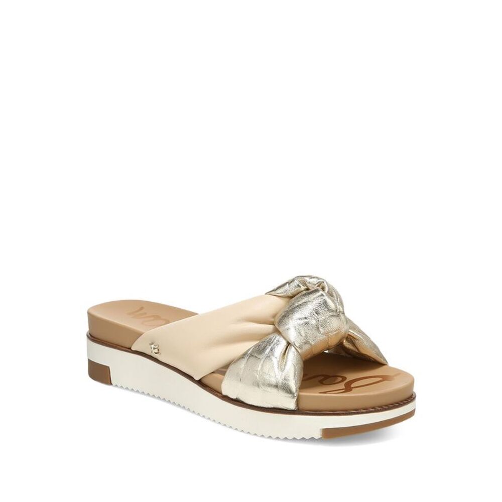 NWT SAM EDELMAN Womens Beige 1/2" Platform Agatha Wedge Slide Sandals 9.5 M